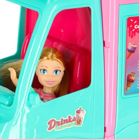 SAMOCHÓD DLA LALEK KAMPER FOOD TRUCK ZESTAW 21 EL.