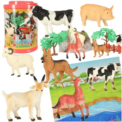 FIGURKI ZWIERZĘTA ZWIERZĄTKA ZAGRODOWE FARMA 7SZT + MATA I AKCESORIA ZESTAW