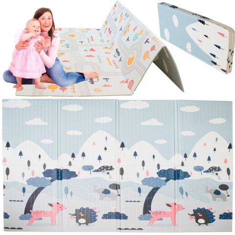 MATA EDUKACYJNA PIANKOWA DWUSTRONNA SKŁADANA ULICA LAS 177 X 158 CM