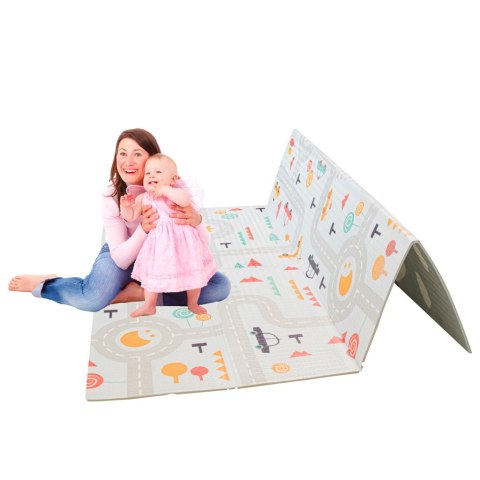 MATA EDUKACYJNA PIANKOWA DWUSTRONNA SKŁADANA ULICA LAS 177 X 158 CM