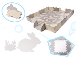 MATA EDUKACYJNA PIANKOWA PUZZLE KOJEC SZARA ECRU 30 X 30 CM 36 ELEMENTÓW