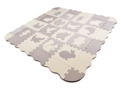 MATA EDUKACYJNA PIANKOWA PUZZLE KOJEC SZARA ECRU 30 X 30 CM 36 ELEMENTÓW