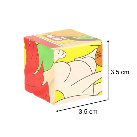 KLOCKI DREWNIANE EDUKACYJNE PUZZLE UKŁADANKA KOSTKI FARMA 6W1 9EL.