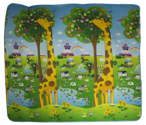 MATA EDUKACYJNA PIANKOWA DWUSTRONNA SKŁADANA ZOO 200 X 180 X 1 CM