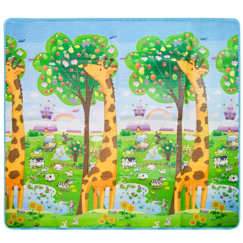 MATA EDUKACYJNA PIANKOWA DWUSTRONNA SKŁADANA ZOO 200 X 180 X 1 CM