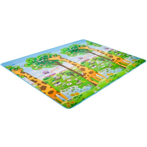 MATA EDUKACYJNA PIANKOWA DWUSTRONNA SKŁADANA ZOO 200 X 180 X 1 CM