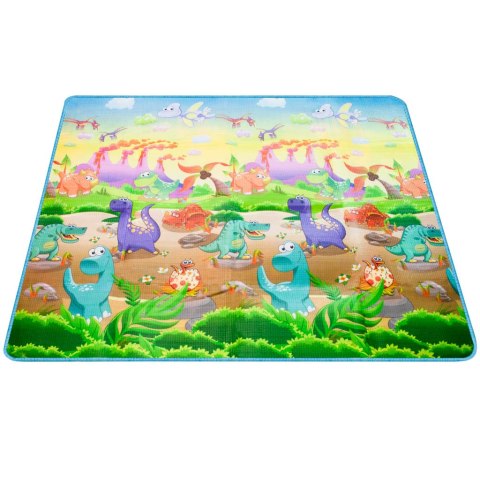 MATA EDUKACYJNA PIANKOWA DWUSTRONNA SKŁADANA ZOO 200 X 180 X 1 CM