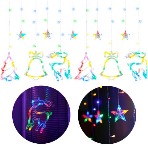 LAMPKI LED KURTYNA RENIFER 2,5M 138LED MULTIKOLOR 8 TRYBÓW ŚWIECENIA IP44