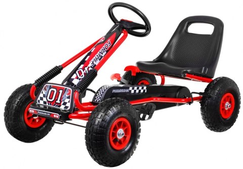 Gokart Air na pedały dla dzieci 3+ Czerwony + Pompowane opony + Regulowany fotel Gokart Air na pedały dla dzieci 3+ Czerwony + Pompowane opony + Regulowany fotel