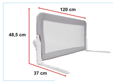 Barierka osłona ochronna do łóżka otwierana 120cm szara Barierka osłona ochronna do łóżka otwierana 120cm szara