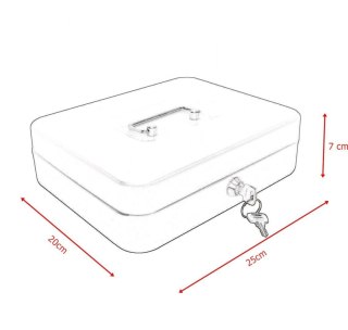 Jasno-szara kasetka na pieniądze metalowy schowek na bilony 25 cm uniwersalny
