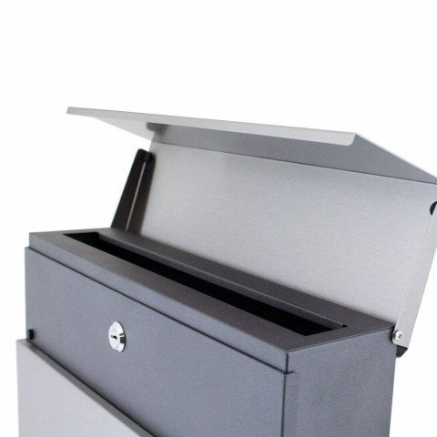 Naścienna Skrzynka pocztowa ze stali inox z dodatkową tubą na gazety Naścienna Skrzynka pocztowa ze stali inox z dodatkową tubą na gazety