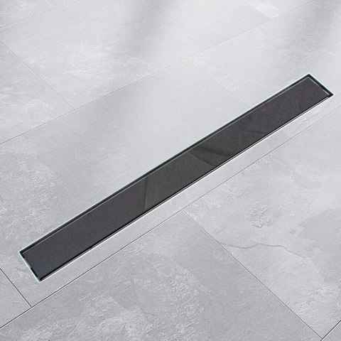 Odpływ liniowy prysznicowy 100cm łazienkowy z maskownicą i syfonem Glass Schwarz