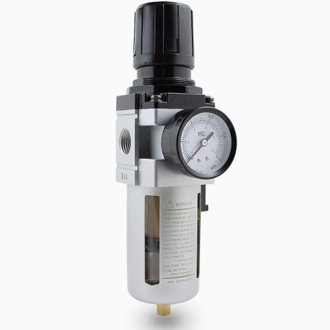 Reduktor filtr do sprężonego powietrza z manomentrem 1/4" Mocny Zestaw Reduktor filtr do sprężonego powietrza z manomentrem 1/4" Mocny Zestaw