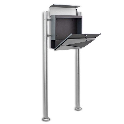 Skrzynka pocztowa na stojaku ze stali inox z gazetnikiem mocna odporna Skrzynka pocztowa na stojaku ze stali inox z gazetnikiem mocna odporna