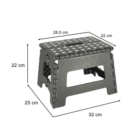 STOŁEK TABORET SKŁADANY ANTYPOŚLIZGOWY 22CM CIEMNY SZARY