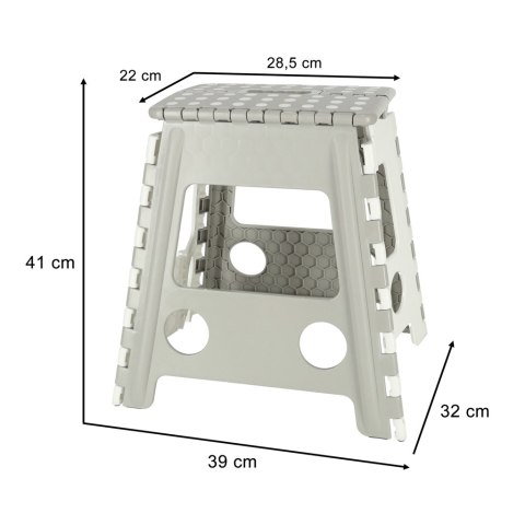 STOŁEK TABORET SKŁADANY ANTYPOŚLIZGOWY WYSOKI 39CM JASNY SZARY STOŁEK TABORET SKŁADANY ANTYPOŚLIZGOWY WYSOKI 39CM JASNY SZARY