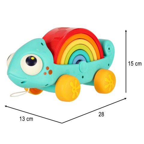 TĘCZA EDUKACYJNA UKŁADANKA MOTORYCZNA MONTESSORI KAMELEON DO CIĄGNIĘCIA