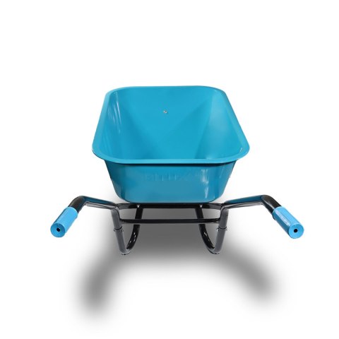 Taczka Ogrodowa Solidna taczka 100L jednokołowa niebieska Mocna 250kg +żółte koło PU Taczka Ogrodowa Solidna taczka 100L jednokołowa niebieska Mocna 250kg +żółte koło PU