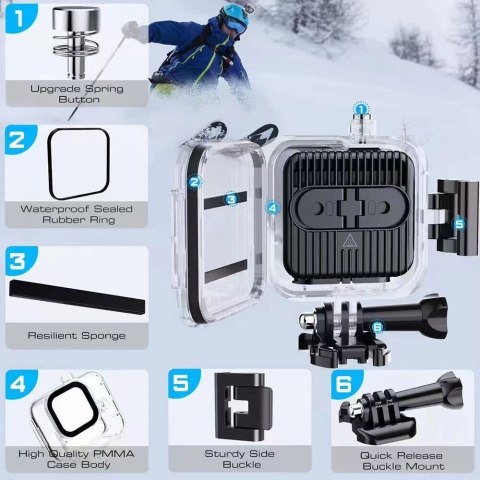 Wodoodporna obudowa Case pod Wodę na kamerę GoPro 11 mini z Uchwytem Wodoodporna obudowa Case pod Wodę na kamerę GoPro 11 mini z Uchwytem