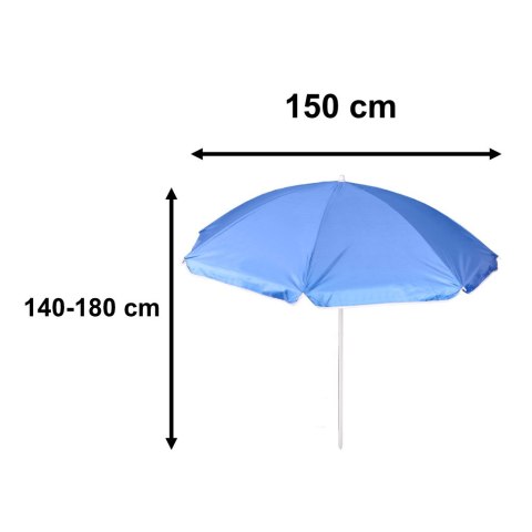 Parasol ogrodowy plażowy regulowany łamany składany UV 150cm niebieski Parasol ogrodowy plażowy regulowany łamany składany UV 150cm niebieski