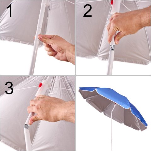 Parasol ogrodowy plażowy regulowany łamany składany UV 150cm niebieski Parasol ogrodowy plażowy regulowany łamany składany UV 150cm niebieski