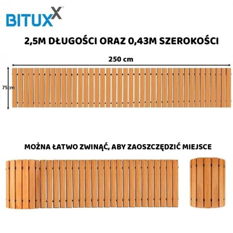 ŚCIEŻKA OGRODOWA Z DRZEWA CEDROWEGO 250CM X75CM BITUXX ZWIJANA DO OGRODU DRÓŻKA