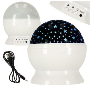 LAMPKA NOCNA PROJEKTOR GWIAZD 2W1 USB BIAŁA