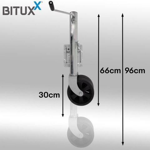 Koło podporowe do przyczepy korbowe regulowane na wysokość 900 kg Bituxx