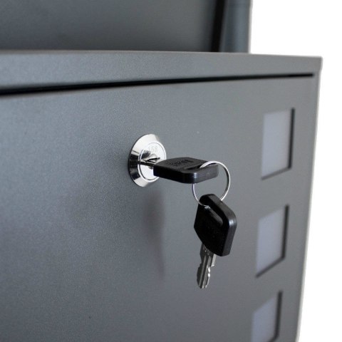 Nowoczesna Podwójna Skrzynka na listy z gazetnikiem Ciemnoszara stojak