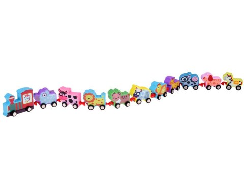 Auta Klocki drewniane zwierzątka lokomotywa pociąg 11 ele. ZA3600
