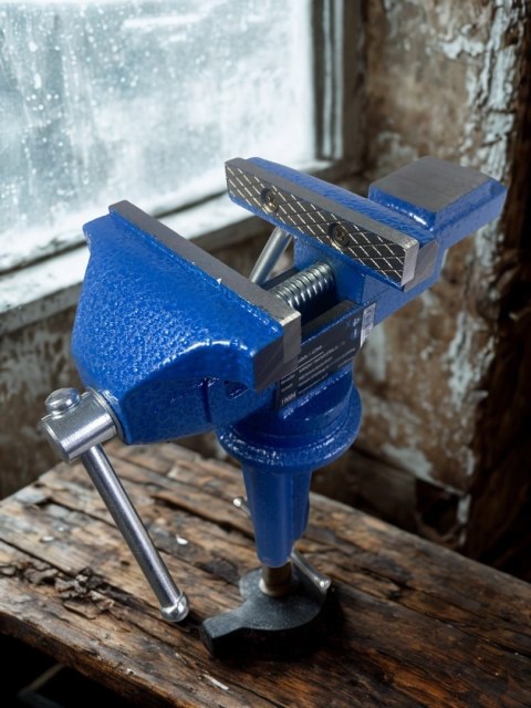 Profesjonalne imadło ślusarskie stołowe 80 mm obrotowe, mocowane na zacisk