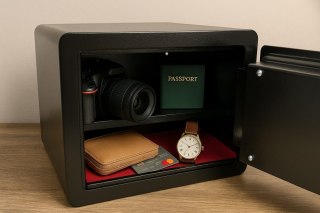 Sejf biurowy z dotykowym panelem na kod szyfr elektroniczny czarny