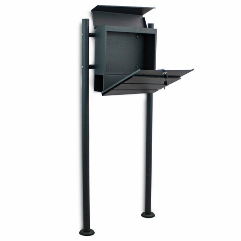 Skrzynka pocztowa grafitowa na listy na stojaku + gazetnik nowoczesna