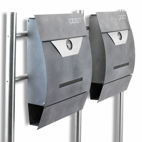 WOLNOSTOJĄCA SKRZYNKA NA LISTY PODWÓJNA NA STOJAKU Z GAZETNIKIEM