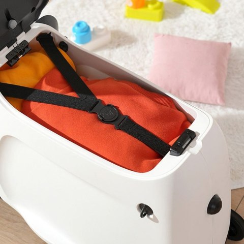 Walizka dziecięca z siedziskiem i kółkami - podróżna jeździk Czarna wygodna