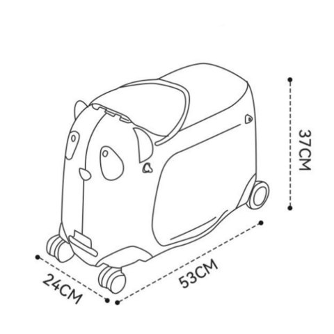 Walizka dziecięca z siedziskiem i kółkami - podróżna jeździk Czarna wygodna