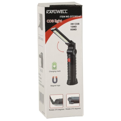 LAMPA WARSZTATOWA LATARKA USB 5 TRYBÓW MAGNES HAK AKUMULATOR 1200 MAH 200 LM KAFUWELL