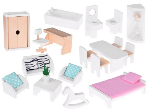 Domek drewniany dla lalek + basen winda mebelki ZA4835
