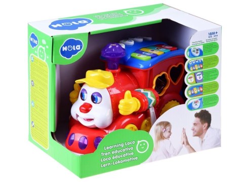Interaktywna LOKOMOTYWA Sorter + kolorowe klocki Muzyka + światło ZA0104