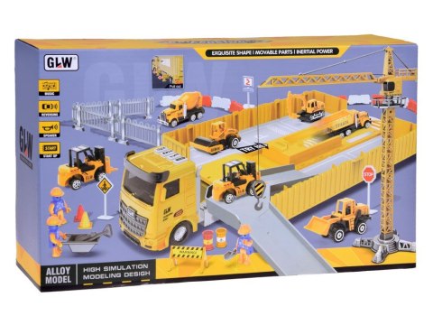 Interaktywny zestaw Tir z rozkładana naczepa Dźwig Wózek widłowy ZA5065