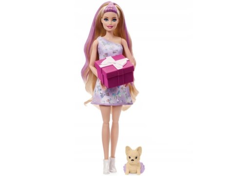 Mattel Barbie Party Unboxed lalka z serii: Urodziny + pies chihuahua ZA6065