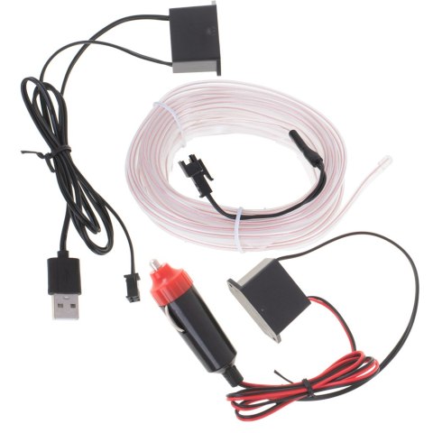 OŚWIETLENIE AMBIENTOWE LED DO SAMOCHODU / AUTA USB / 12V TAŚMA 5M BIAŁA