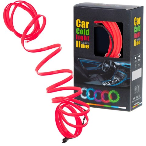 OŚWIETLENIE AMBIENTOWE LED DO SAMOCHODU / AUTA USB / 12V TAŚMA 5M CZERWONA