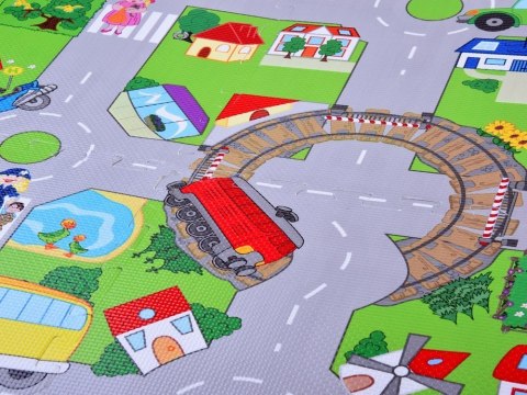 Piankowe puzzle ULICA Miękka mata dla dzieci do zabawy 120x120cm ZA2510