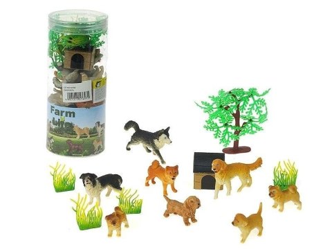 Pieski z budą i akcesoriami