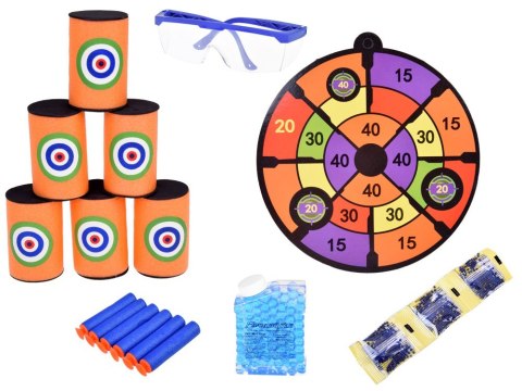 Pistolet Shotgun 2w1 + Naboje piankowe żelowe Tarcza Okulary Puszki ZA5564