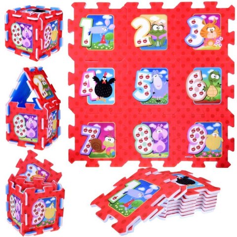 Puzzle piankowe ZWIERZĘTA i CYFRY Mata dla niemowląt 93x93cm ZA3147