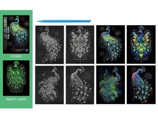 Wydrapywanka kolorowa fluorescencyjna pawie