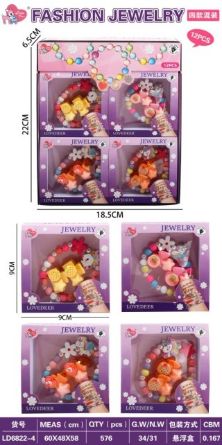 Zestaw Biżuterii Jednorożec Biały Kwiatek